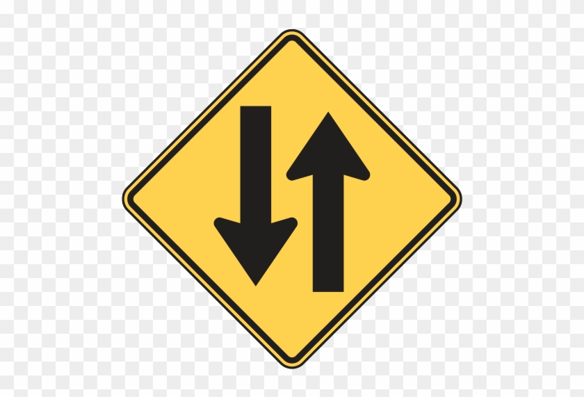 Pair A W11 1, W1 2, Or W11 15 Warning Sign With A Custom - Two Way Traffic Sign #1140370