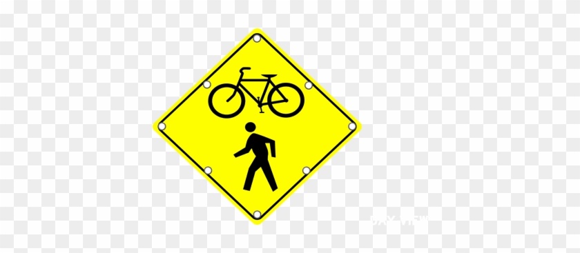 Flashing Bike And Pedestrian Crossing Sign - Bicycle Symbol Parking Sign 18 X 12 #1140372