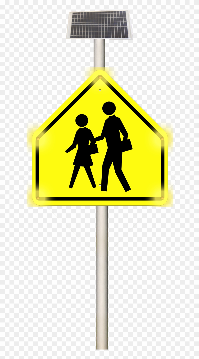 Features School Zone Pedestrian Sign Alert - Pedestrian Sign Pole #1140391