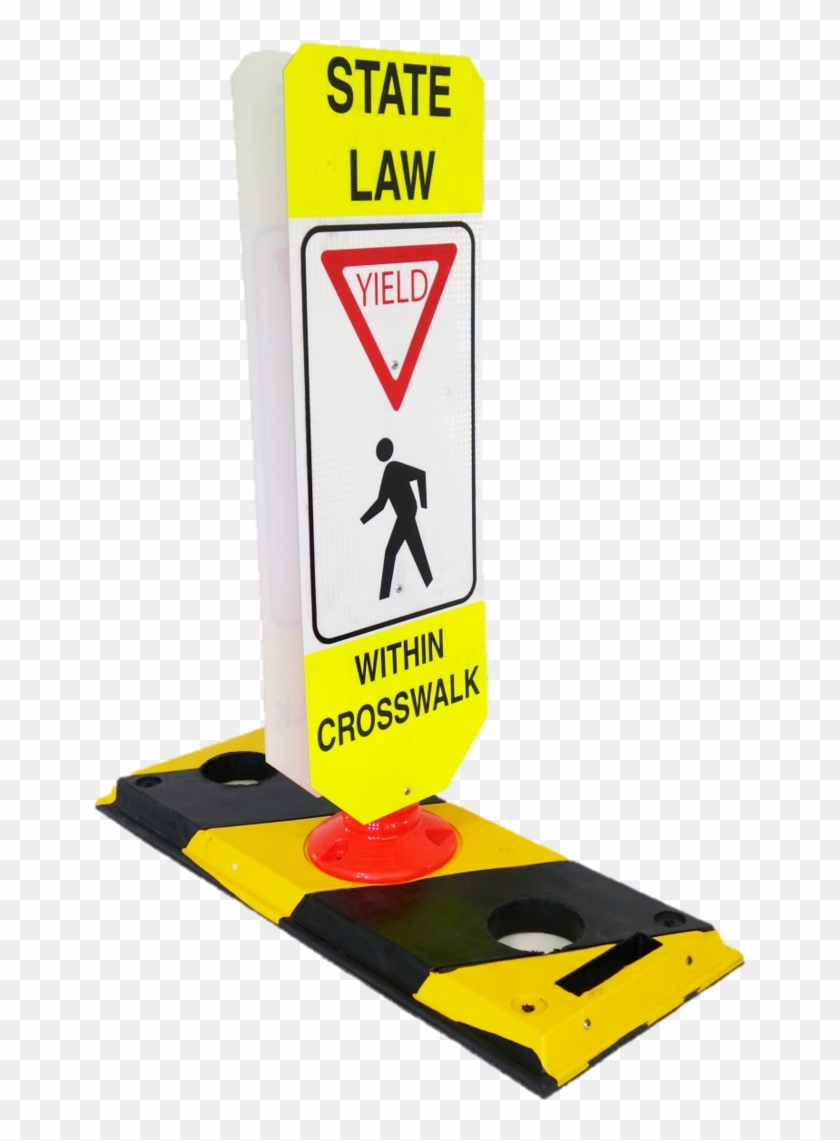 Pedestrian Crossing Sign - Flexible Post Crosswalk System, School State Law - #1140395