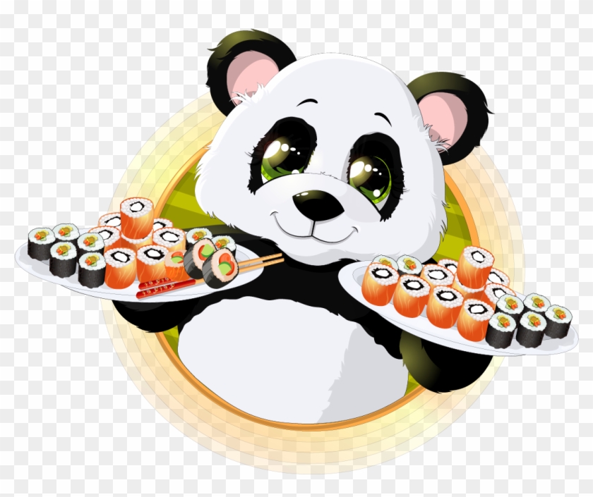 Sushi Giant Panda Red Panda Japanese Cuisine - Sushi Panda Cartoon #1140446
