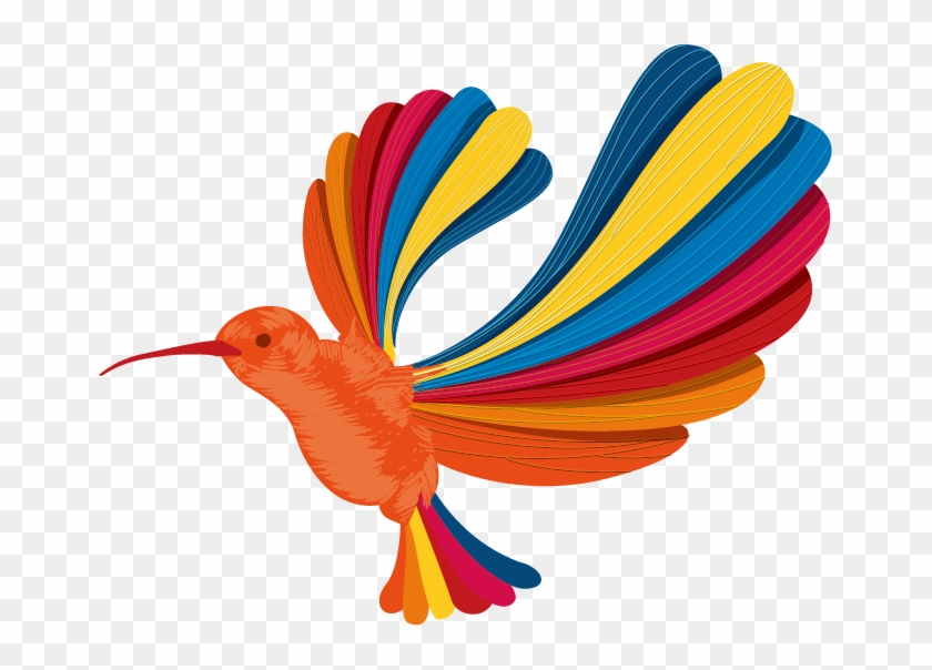 Hummingbird Euclidean Vector Rainbow Color - Pajaro De Colores Vector #1140498