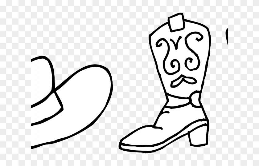 Cowboy Hat Clipart Farmer - Cowboy Boot Png Outline #1140544