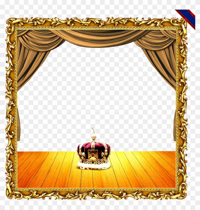 Luxurious Golden Curtains Frame Collection Creative - Luxury Photo Frames Png #1140975