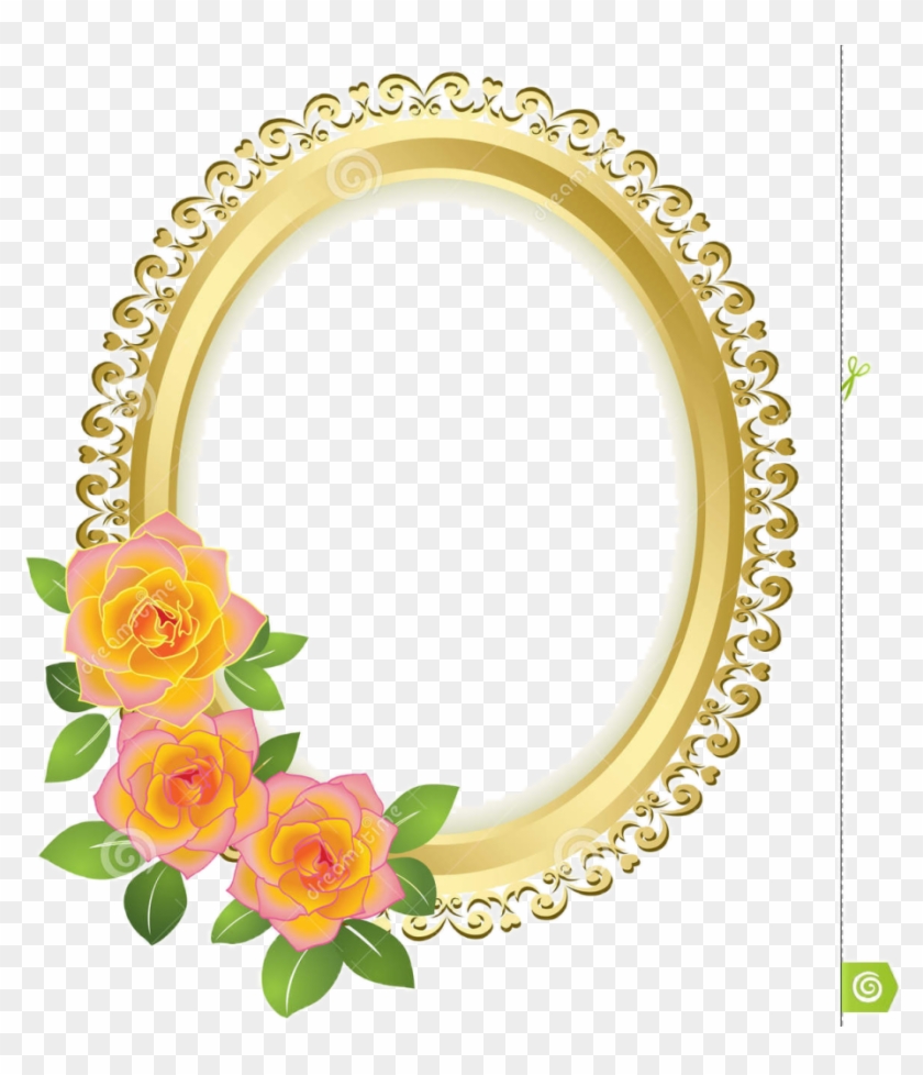 Borders And Frames Picture Frames Gold Flower - Oval Frame Png Flower #1140979