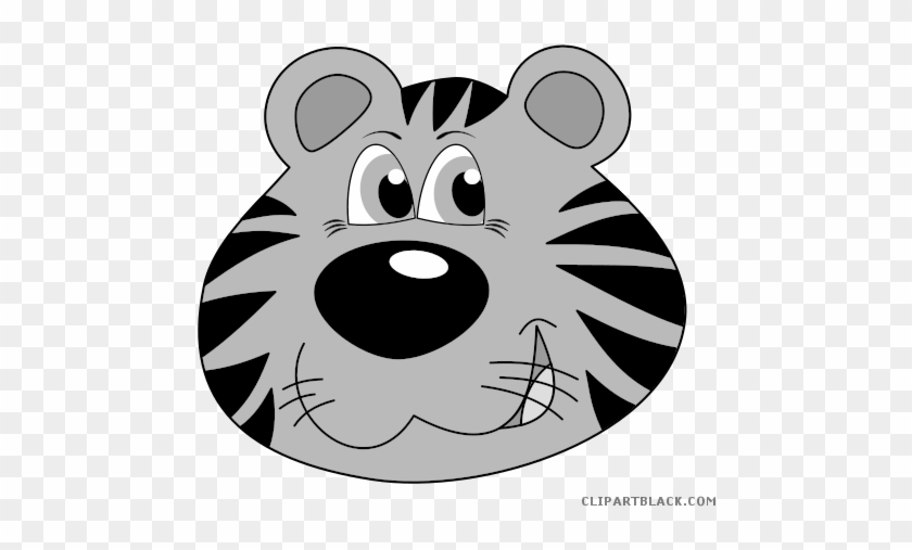 Tiger Face Animal Free Black White Clipart Images Clipartblack - Cartoon Tiger Svg #1141040