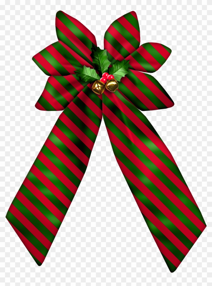 Christmas Striped Bow Png Clipart - Plaid Gift Bow Png #1141624