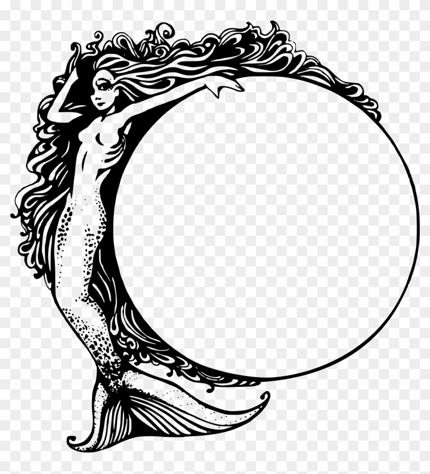 Big Image - Black And White Vector Mermaid #1141640