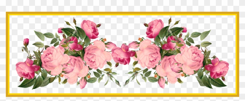 Rose Flower Rose Flower Design Border Png Shocking - Flower Vintage Border Png #1141901