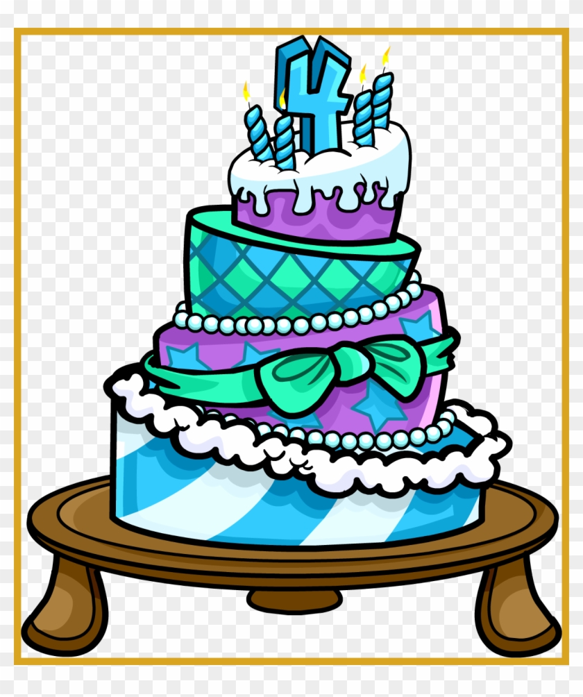 Inspiring Cake Png Buscar Con With White And Colored - Club Penguin 4th Anniversary #1142127