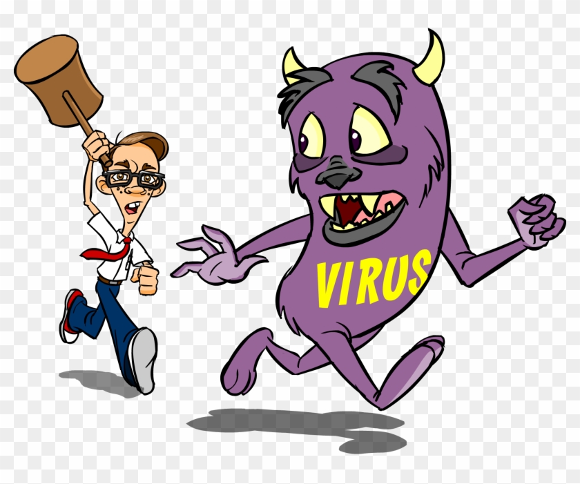 Computer Won't Turn On Check For Viruses - Fighting A Virus Cartoon #1142141