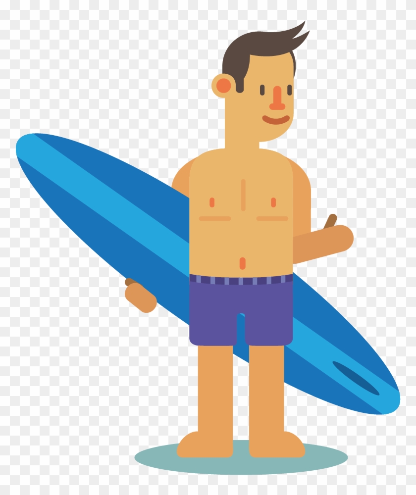 Cartoon Surfing Uncle - Clip Art #1142817