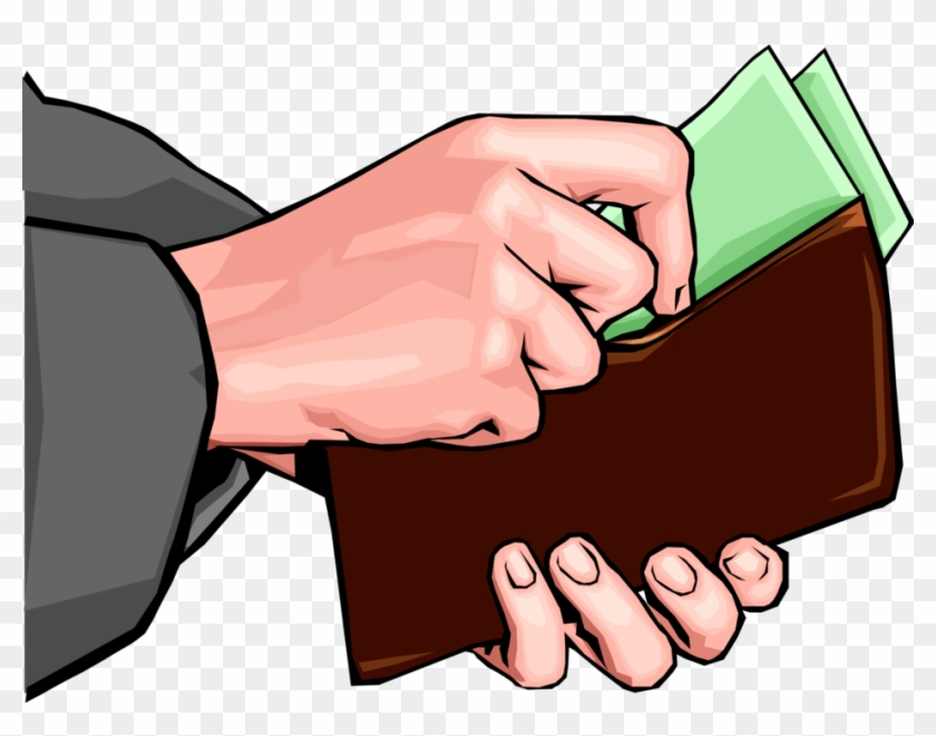 Vector Illustration Of Hands Retrieve Currency Money - Money In A Wallet #1143037