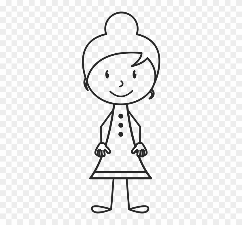 Girl With Bun And Button Up Dress Stamp Stick Figure With Hair Free Transparent Png Clipart Images Download