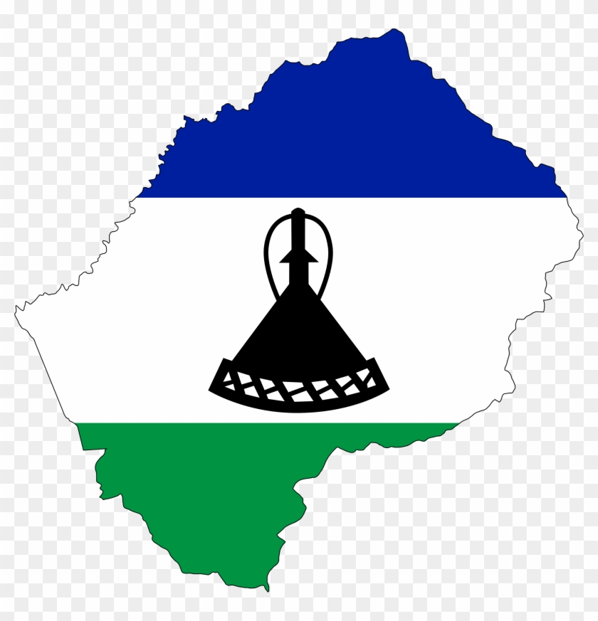 Flag Map With Stroke - Lesotho Flag Map #1143212