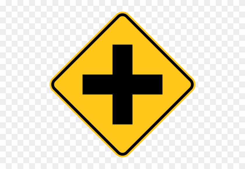 Cross Road Warning Trail Sign Yellow - Cross Road Sign Meaning #1143527