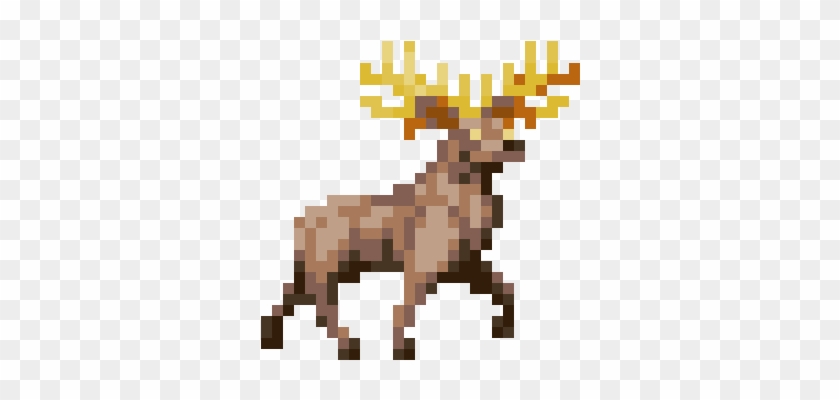 Pixel Art Idu Golden Cute Of Awesome Idu Deer Pixel - Deer Pixel Art #1143598
