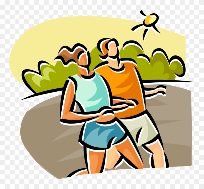 Vector Illustration Of Joggers Jogging At Leisurely - Clip Art #1143970