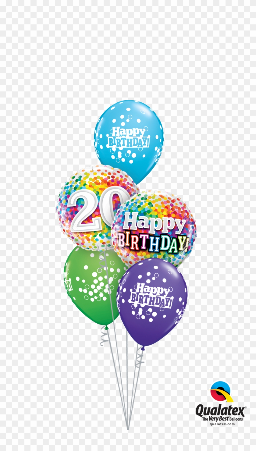 20th Bday Confetti Dots Classic At London Helium Balloons - 18" Happy Birthday Birthday Rainbow Confetti - Mylar #1144163