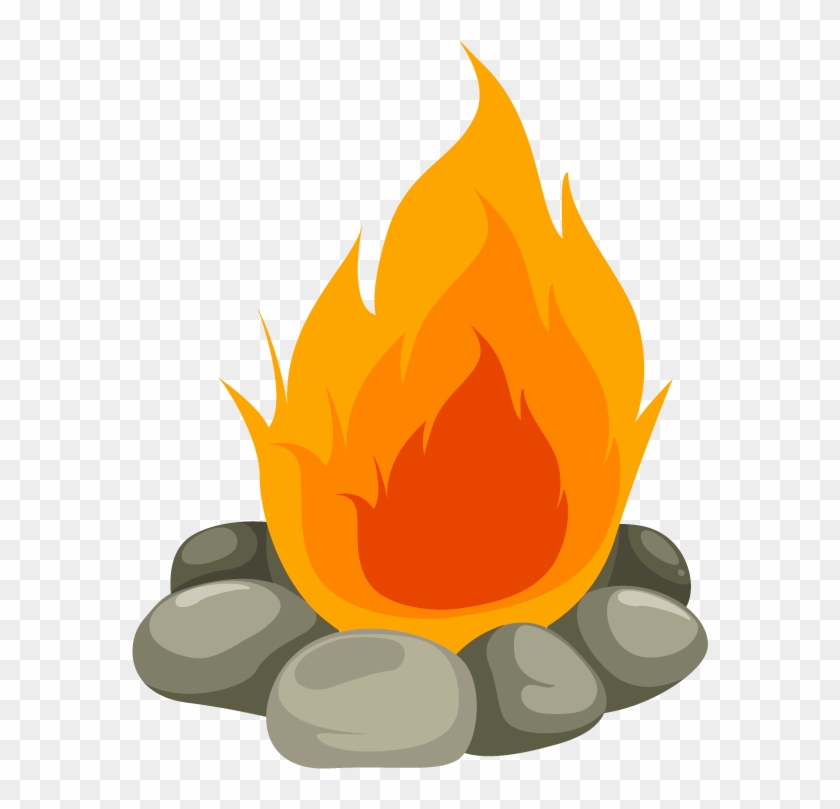 Fire Clipart Fuel - Cartoon Fire With Wood #189889