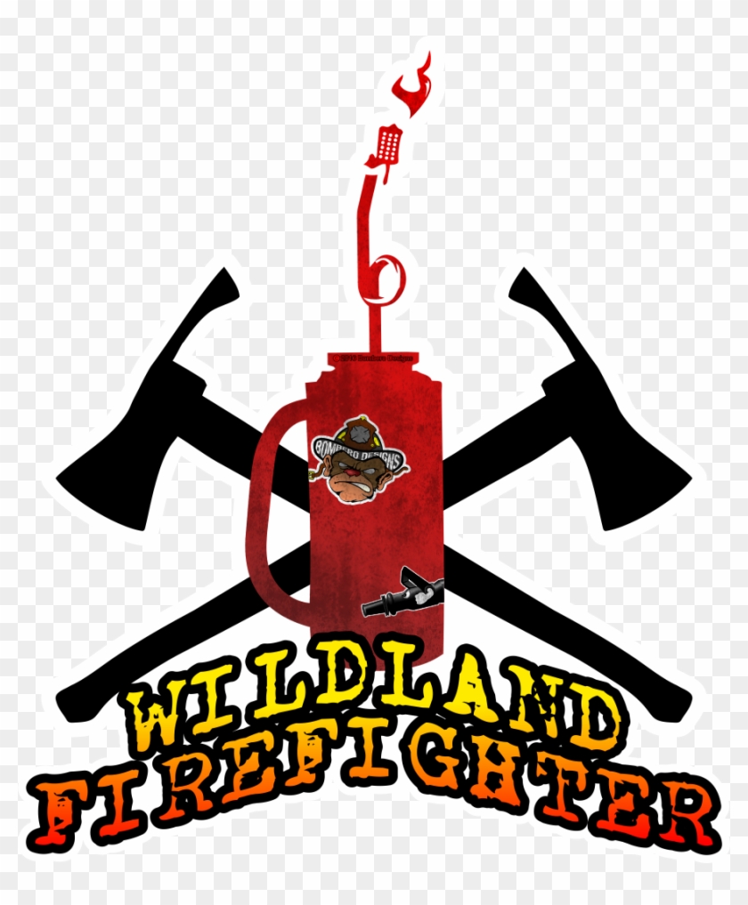 Wildland Firefighter Sticker We Love Wildland Firefighters - Crossed Pulaski's #189955