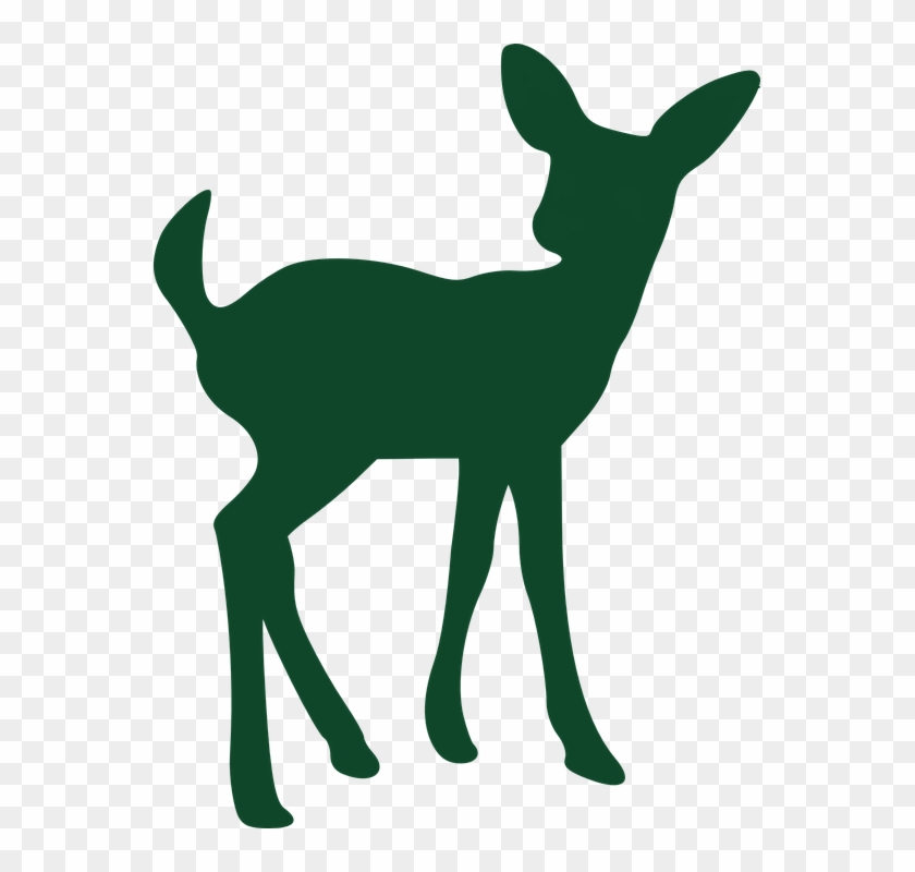Deer Clipart Green - Fawn Silhouette Vector #190598