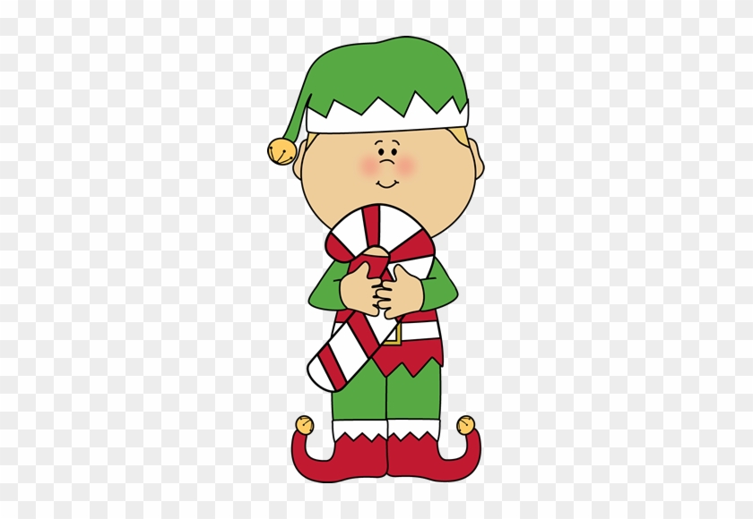 Christmas Elf With A Candy Cane Clip Art Boy Christmas - Christmas Elf Clip Art #190851