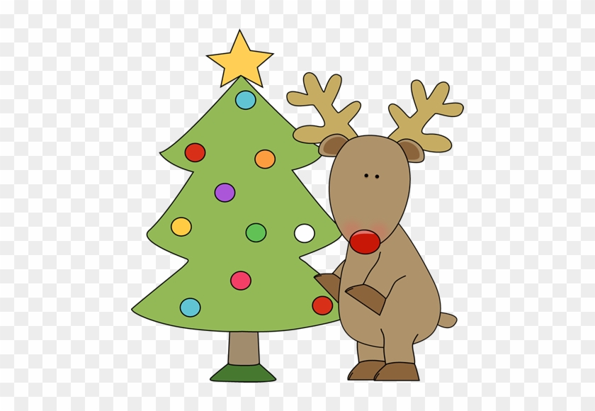 Reindeer Cliparts - Reindeer And Christmas Tree #190854