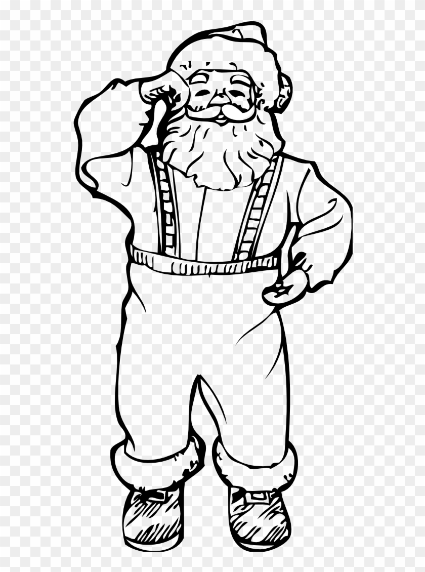 Net Clip Art Dancing Santa Black White Colouring - Santa Clip Art #190865