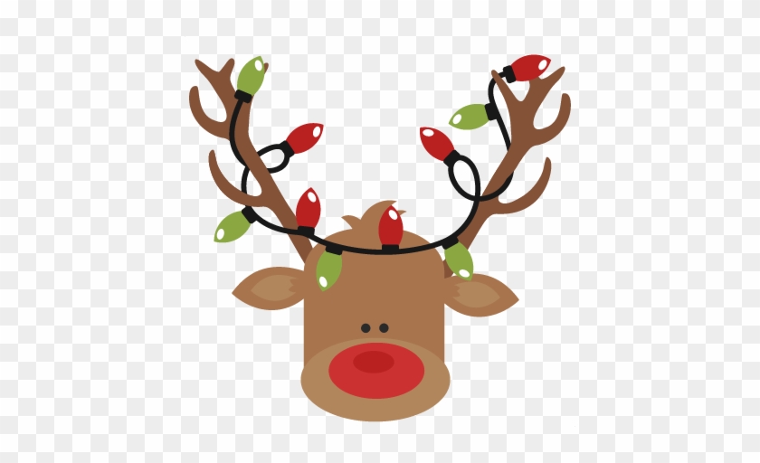 Reindeer With Christmas Lights Svg Cutting Files For - Reindeer Antlers With Lights #190913