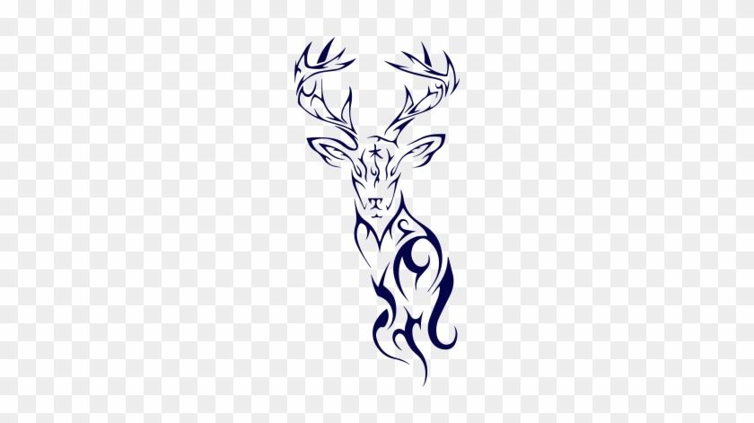 Tribal Deer Head Silhouette Vinyl Decal Sticker, Premium - Tribal Deer Tattoo Design #191009
