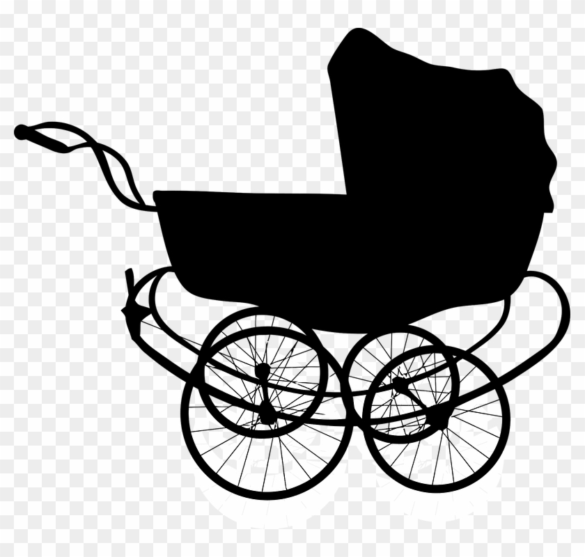 Blue Baby Carriage Clipart Silhouette - Baby Carriage Silhouette #191106