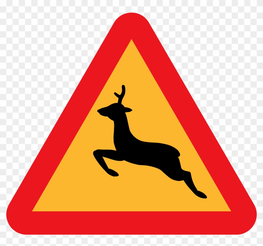 Ryanlerch Warning Deer Roadsign Bclipart - Deer Road Sign #191126
