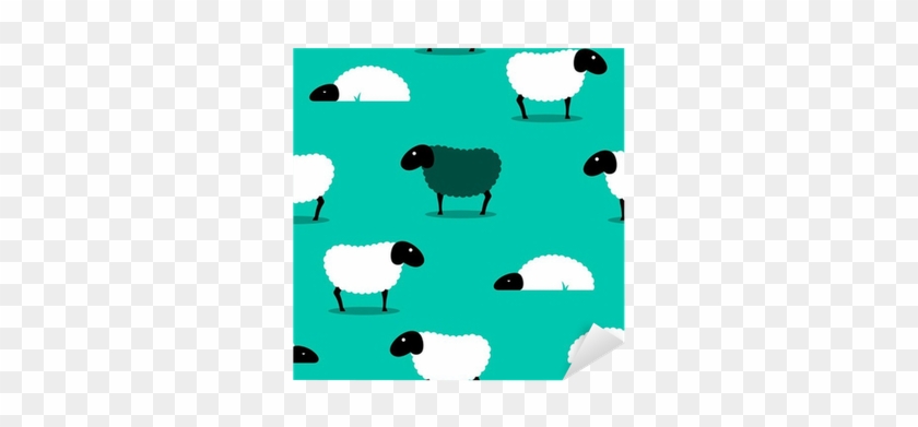 Black Sheep Amongst White Sheep Tile Background Sticker - Wolf In Sheeps Clothing Seamless Background Idiom #191526