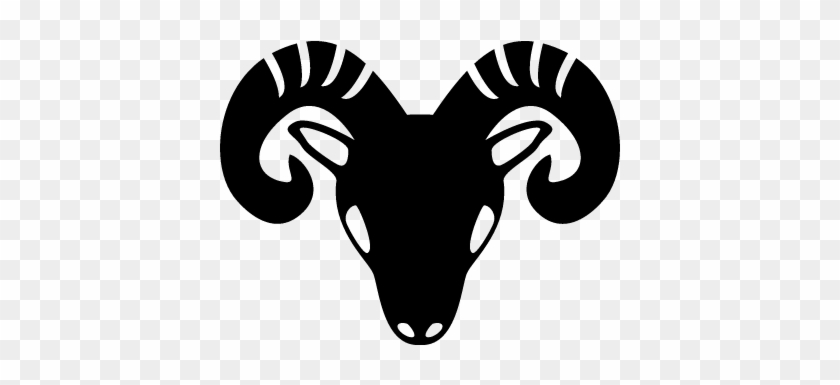 Aries Zodiac Symbol Of Frontal Goat Head Vector - Aries Man And Capricorn Woman #191654