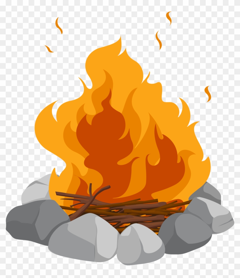 Campfire Cartoon Bonfire Clip Art - Black Survival Bracelet Outdoor Paracord Flint Fire #191946