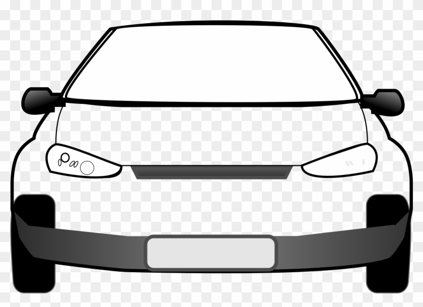 Car Front Black White Line - Illustration Front Car Png #192213