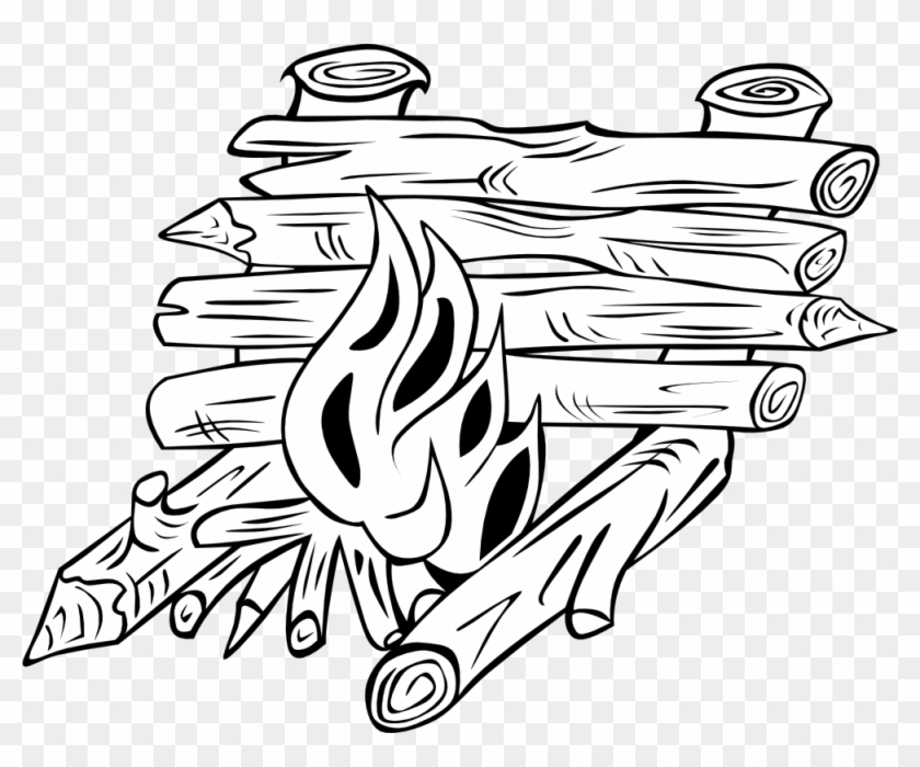 Clip Art Gerald G Campfires And Cooking Cranes - Coloring Pages Log #192470