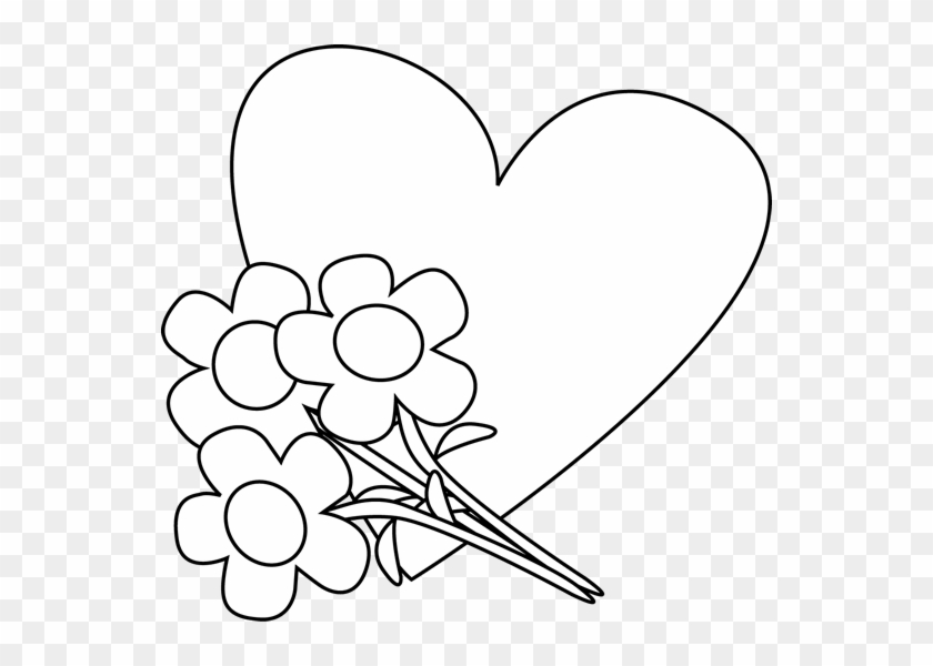 Heart Outline Clipart Black And White Clipart Panda - Valentine's Flowers Clip Art Black And White #192630