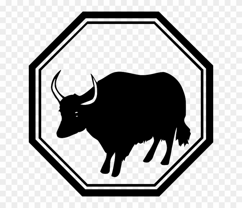 Sign, Black, Silhouette, Cartoon, Farm, Animal - Red Cat And An Ox #192808