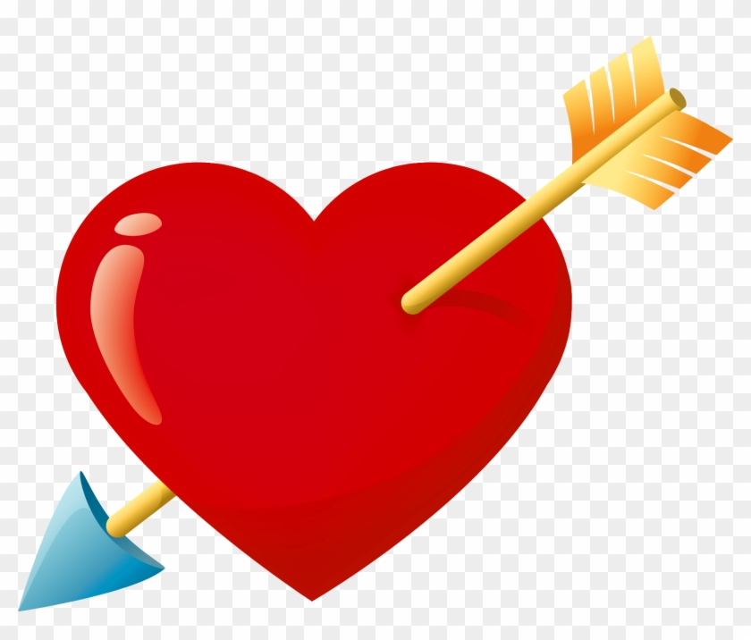 Valentine Red Heart With Arrow Png Clipart - Clipart Heart With Arrow #193016