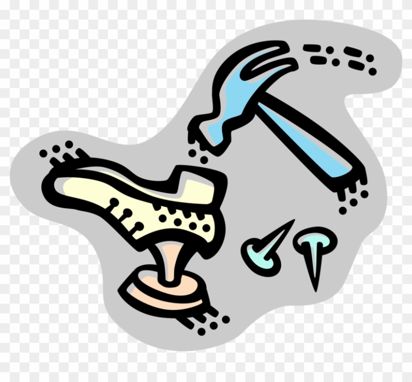 Vector Illustration Of Cobbler And Shoe Repair Hammer Cobbler Shoes