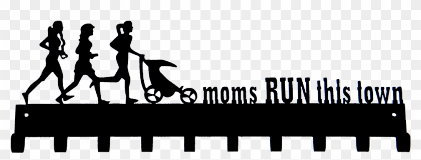 Moms Run This Town Club Black 10 Hook Medal Display - Running Club #1144351