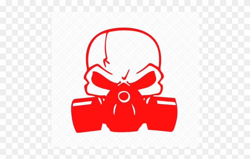 Skull With Gas Mask Red Decal - Red Gas Mask Png #1144739