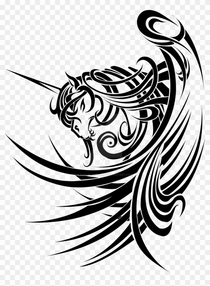 Chapiou 16 11 Tribal Unicorn By Saki Blackwing Unicorn Tribal Tattoo Free Transparent Png Clipart Images Download - tattoo boy roblox