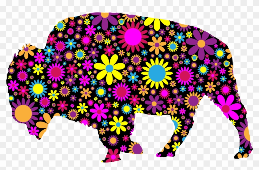 Floral Bison Silhouette Bclipart - Akzent-kissen - 16" X12 Deko Kissen #1145148