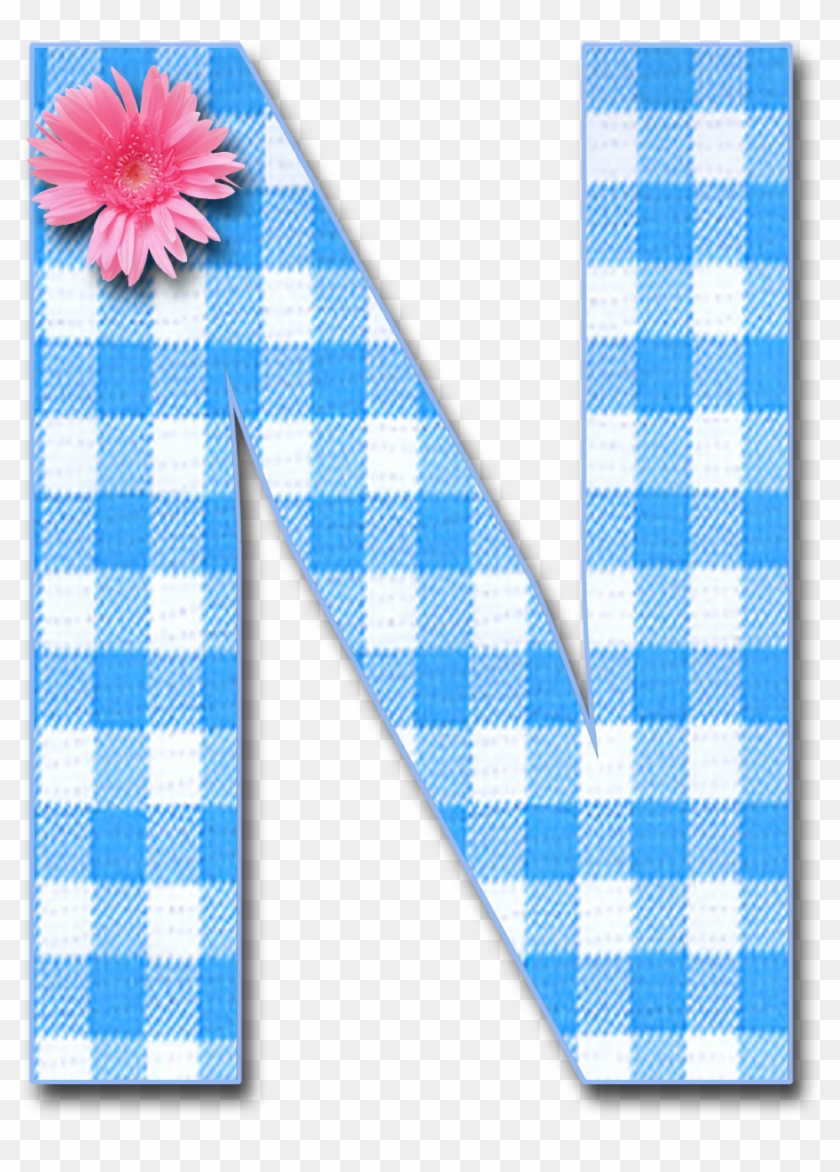 Blue Gingham N Png 1,200×1,321 Pixels - Alphabet #1145369