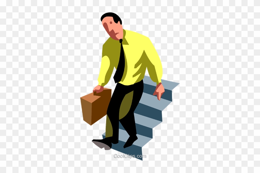 Businessman Going Down Stairs Royalty Free Vector Clip - Man #1145418