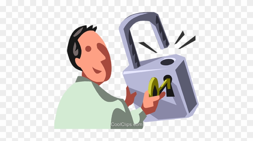 Businessman And A Lock Royalty Free Vector Clip Art - Illustration #1145428