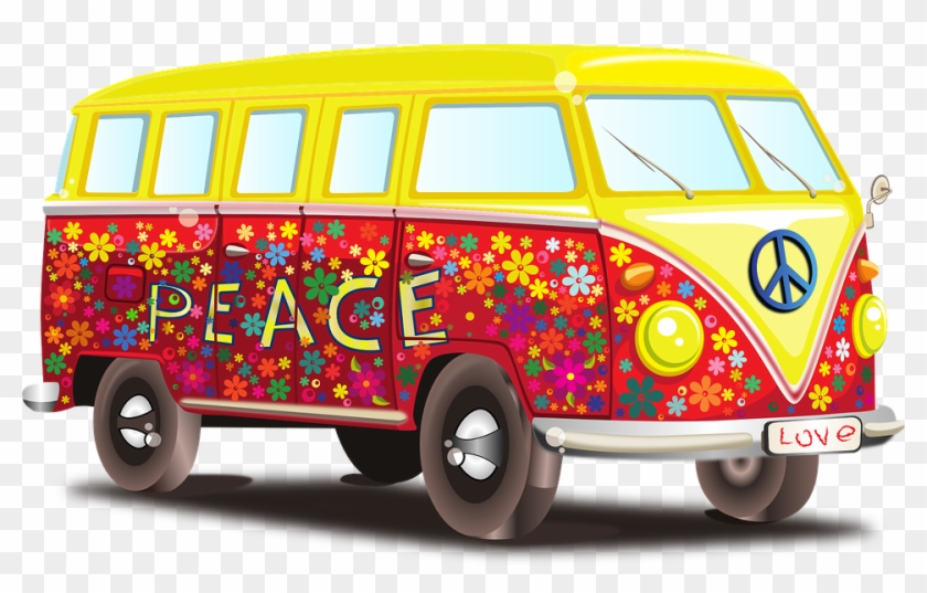 School Bus Graphic 23, Buy Clip Art - Peace And Love Bus #1145625